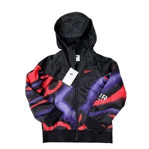 Nike Jacket Boys  Full Zip Hooded Windbreaker Air Max Colorful Vented XS 6-7 NWT